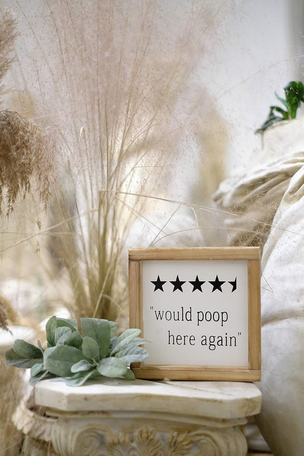 Would Poop Here Again Funny Half Bath Sign | Farmhouse Bathroom Wall Decor | Bathroom Humor Sign Plaque