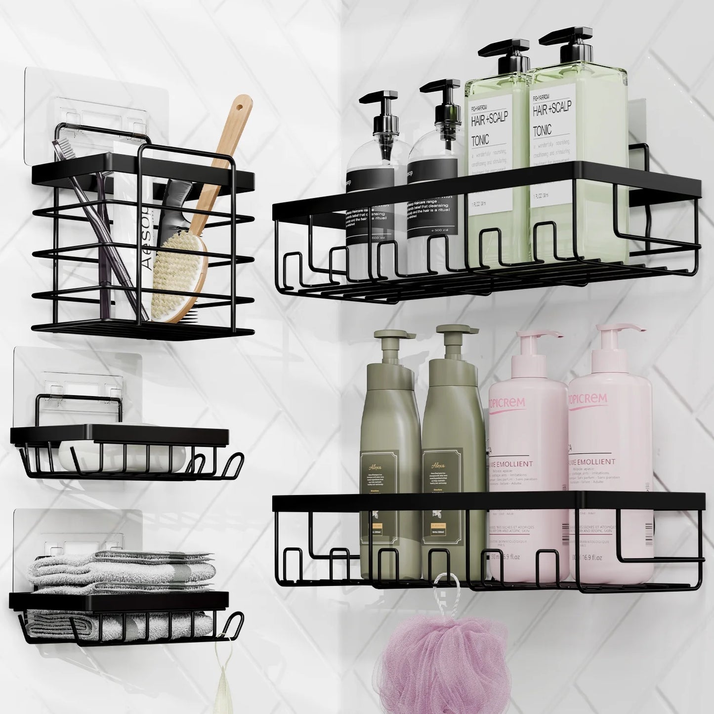 27 Piece Bamboo Bathroom Sets, Hunter Green Bathroom Accessories Set with Bathroom Rugs and Shower Caddy Set