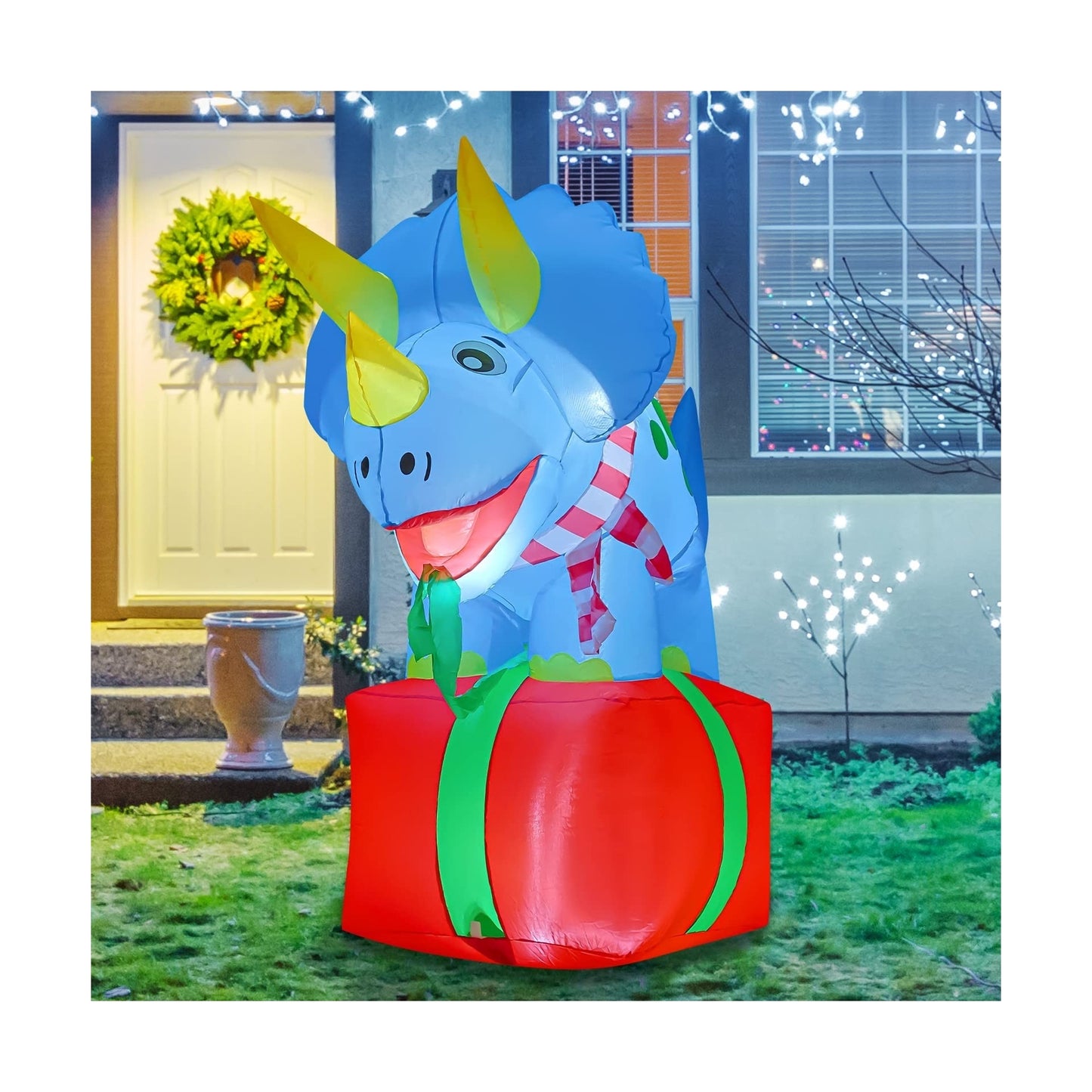COMIN 5 FT Christmas Inflatables Outdoor Decorations Blow up Dinosaur Inflata...