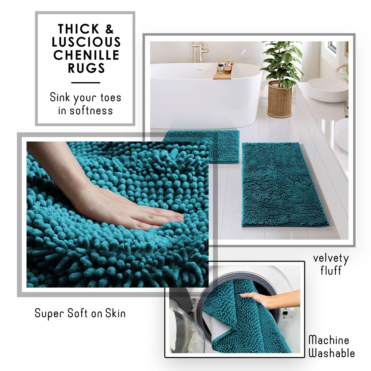 22 Piece Bamboo Bathroom Sets, Teal Blue Bathroom Accessories Sets for Minimalistic Bathroom Décor