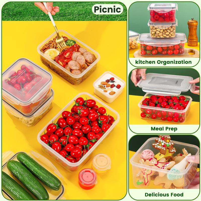 Essential 24-Piece Food Storage Box Set with 24 Lids & 24 Containers Sealed Plastic Utensil Set for Pantry Travel Outdoor Picnic Kitchen Tidying Includes Labels Markings 48-Piece Set