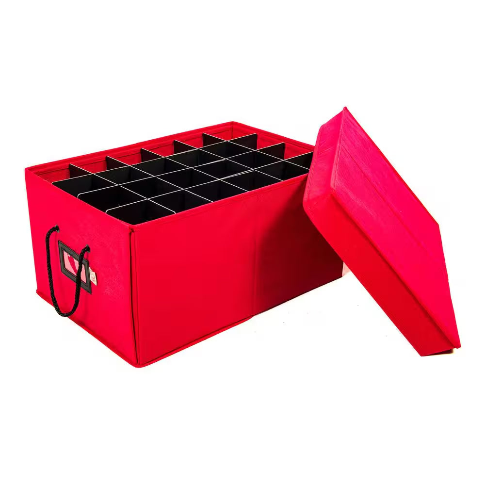 3-Drawer Christmas Ornament Storage Box (72 Ornaments) - Red