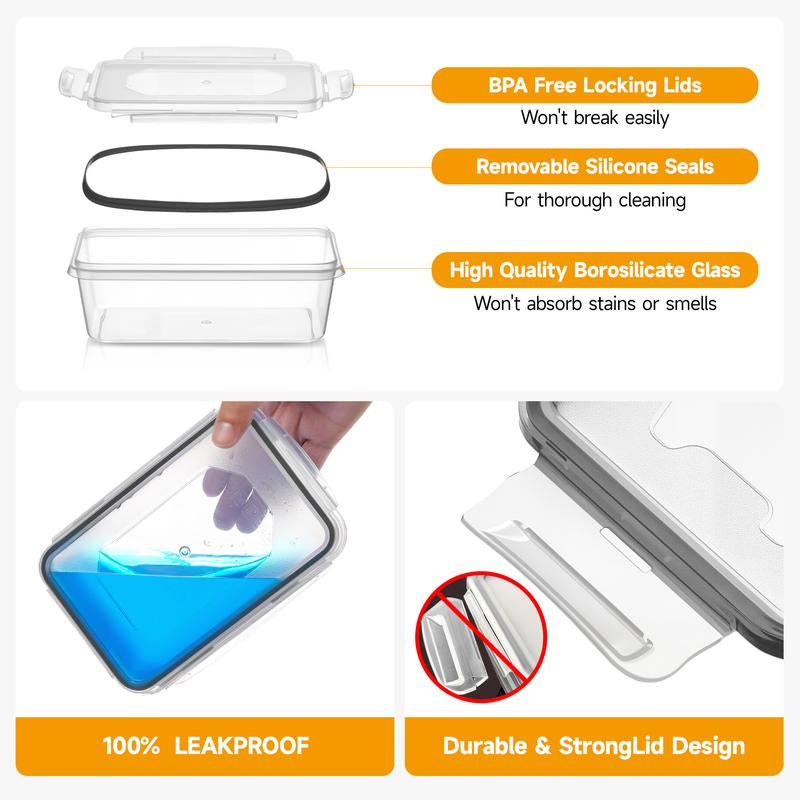 Essential 24-Piece Food Storage Box Set with 24 Lids & 24 Containers Sealed Plastic Utensil Set for Pantry Travel Outdoor Picnic Kitchen Tidying Includes Labels Markings 48-Piece Set