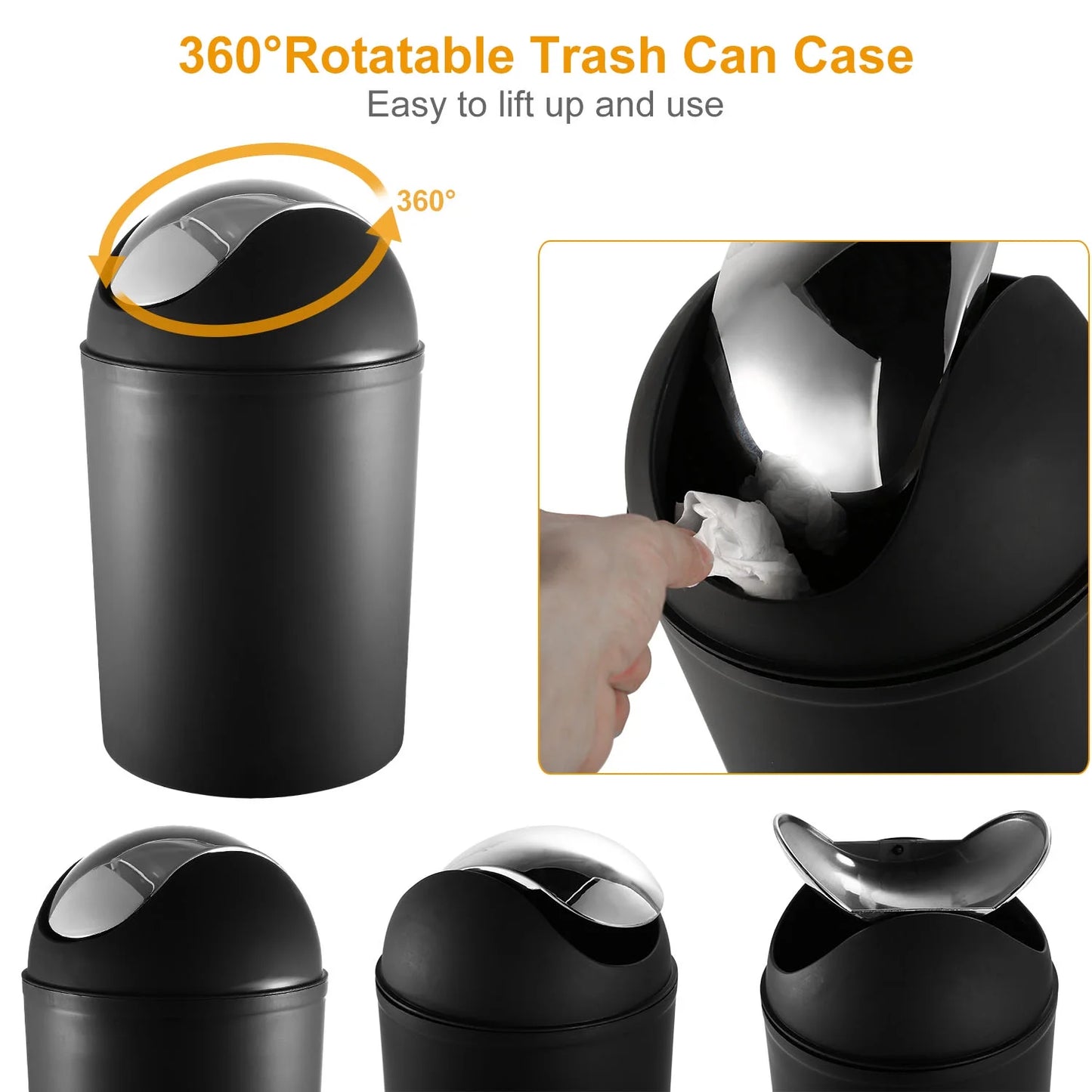 6 Pcs Bathroom Accessories Set, Plastic Bathroom Set Lightweight Durable for Home Bathroom Unisex Adults Kids, Black