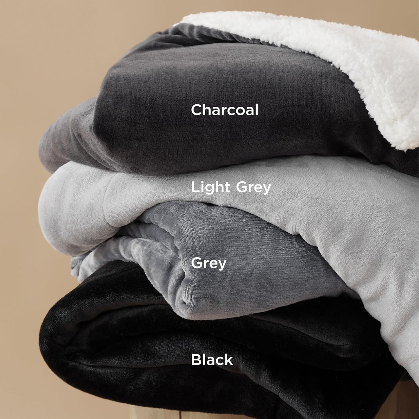 Gentlesoft Sherpa Fleece Throw Blanket for Couch - Thick and Warm, Soft Fuzzy Plush Throw Blanket for Winter, Charcoal, 50X60 Inches