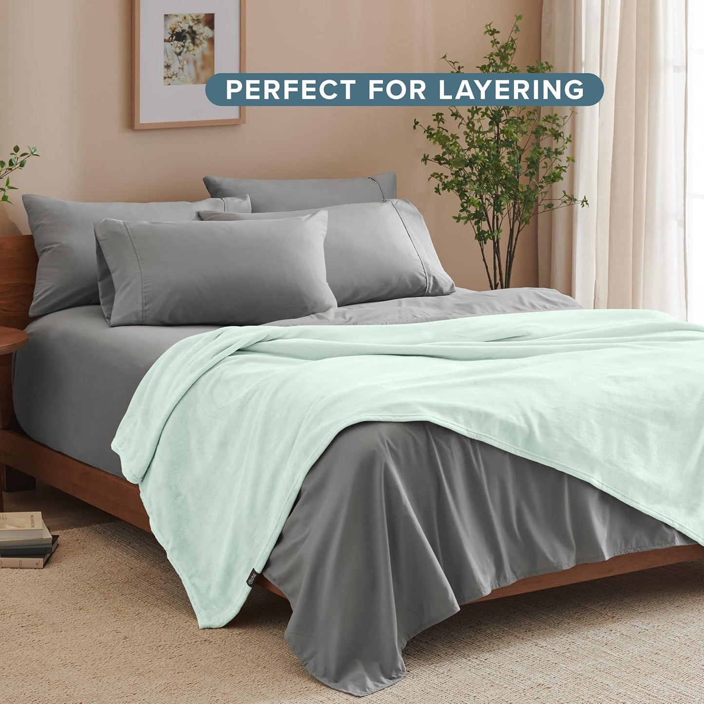 Fleece Blanket - King Size - Ultra-Soft Lightweight for Bed, Sofa, and Couch - Luxury Microplush - Cozy Warm Blanket (King, Spring Mint)