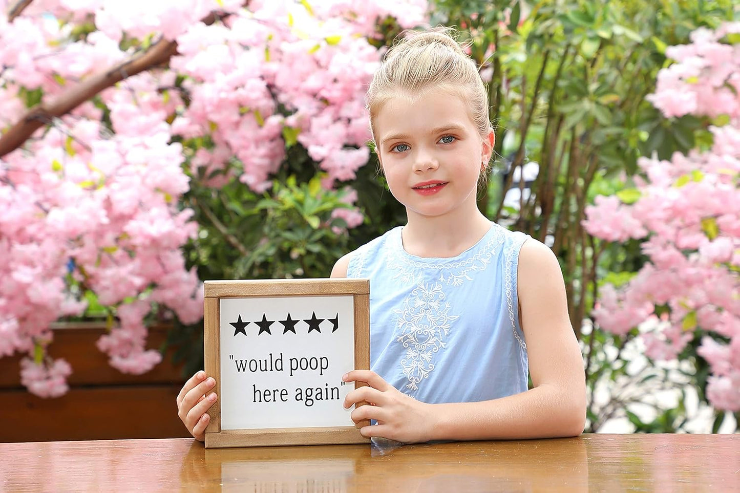 Would Poop Here Again Funny Half Bath Sign | Farmhouse Bathroom Wall Decor | Bathroom Humor Sign Plaque