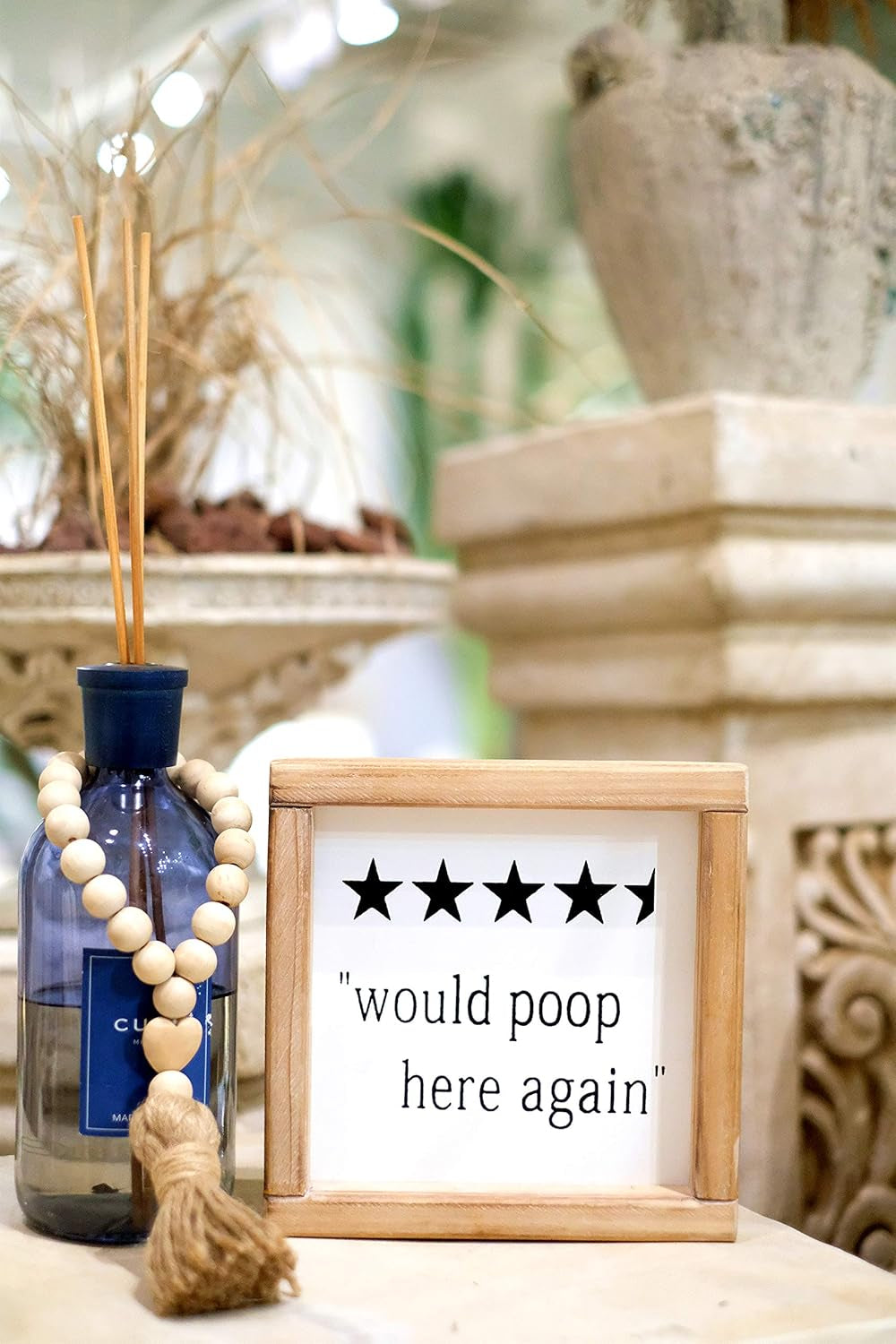 Would Poop Here Again Funny Half Bath Sign | Farmhouse Bathroom Wall Decor | Bathroom Humor Sign Plaque