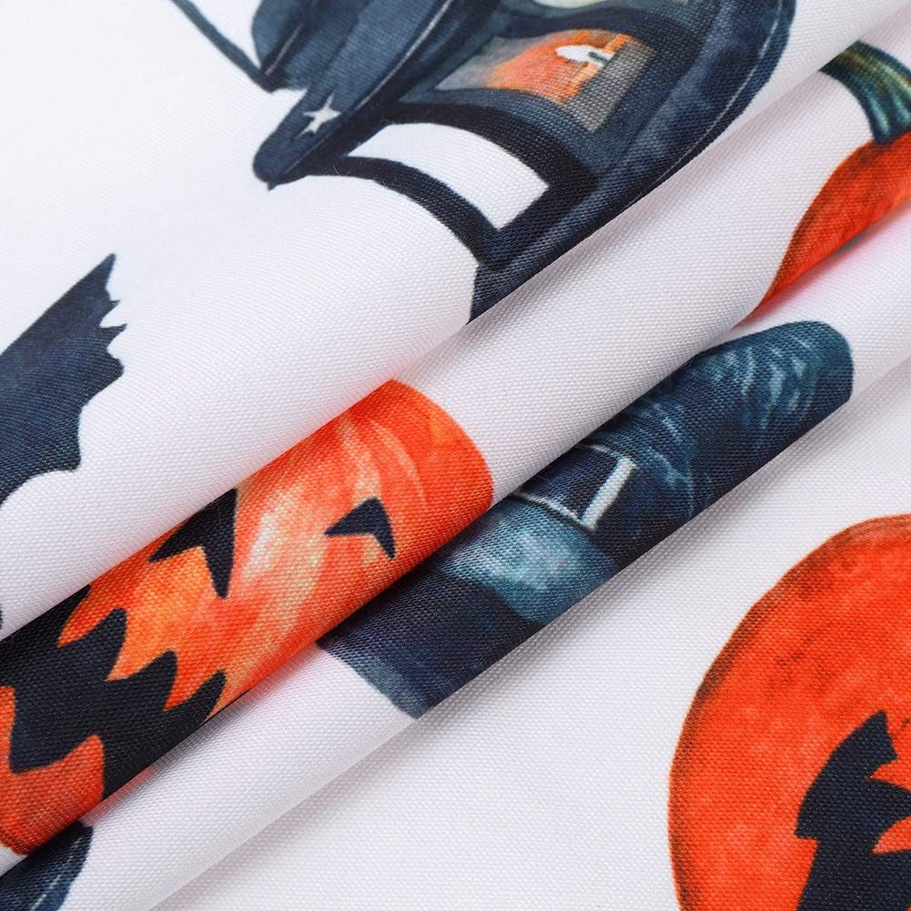 Halloween Kitchen Curtains 45 Inch Length, Pumpkins/Bats/Witch Hat/Lanterns Printed Halloween Decorations Short Tier Curtain Cafe Kitchen Curtains