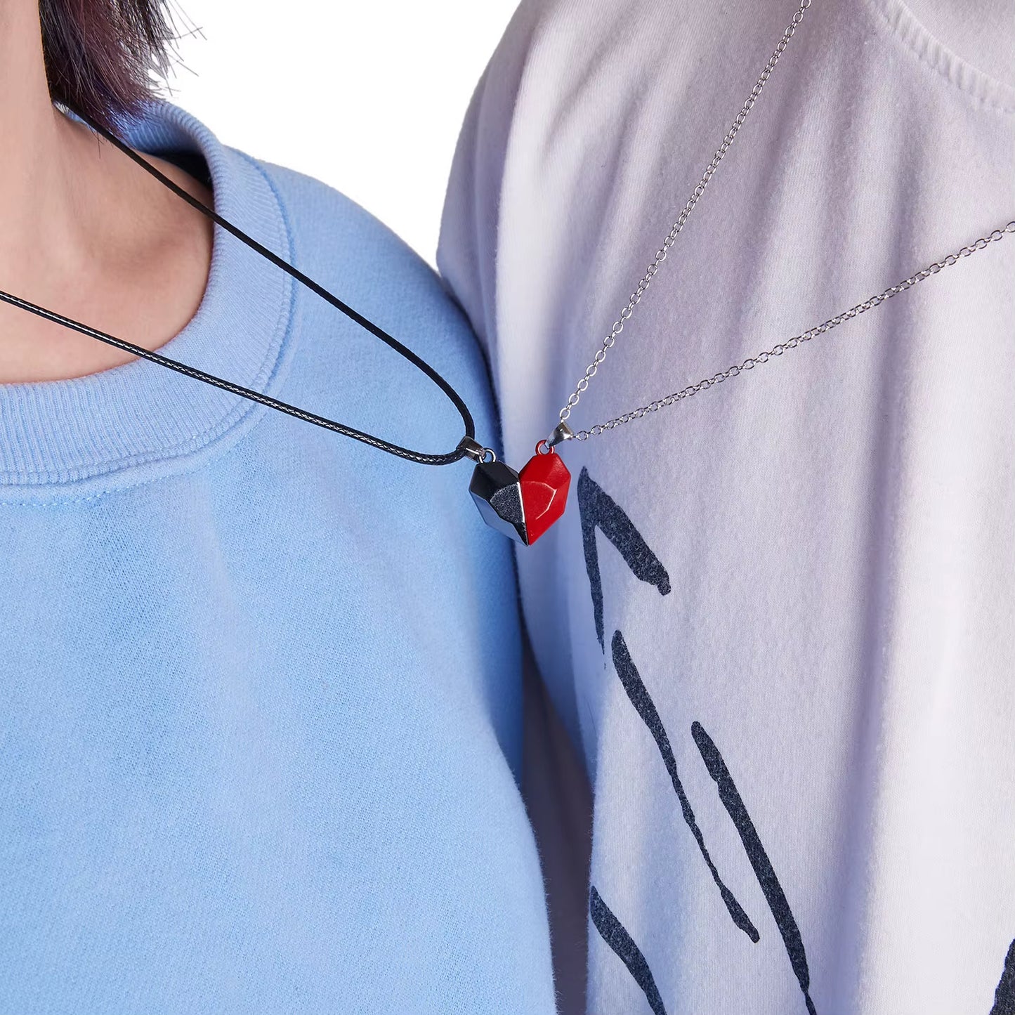 2Pcs Magnetic Heart Couple Necklace for Women Men Lover Valentine'S Day Wedding Anniversary Best Friend Party Jewelry Gifts