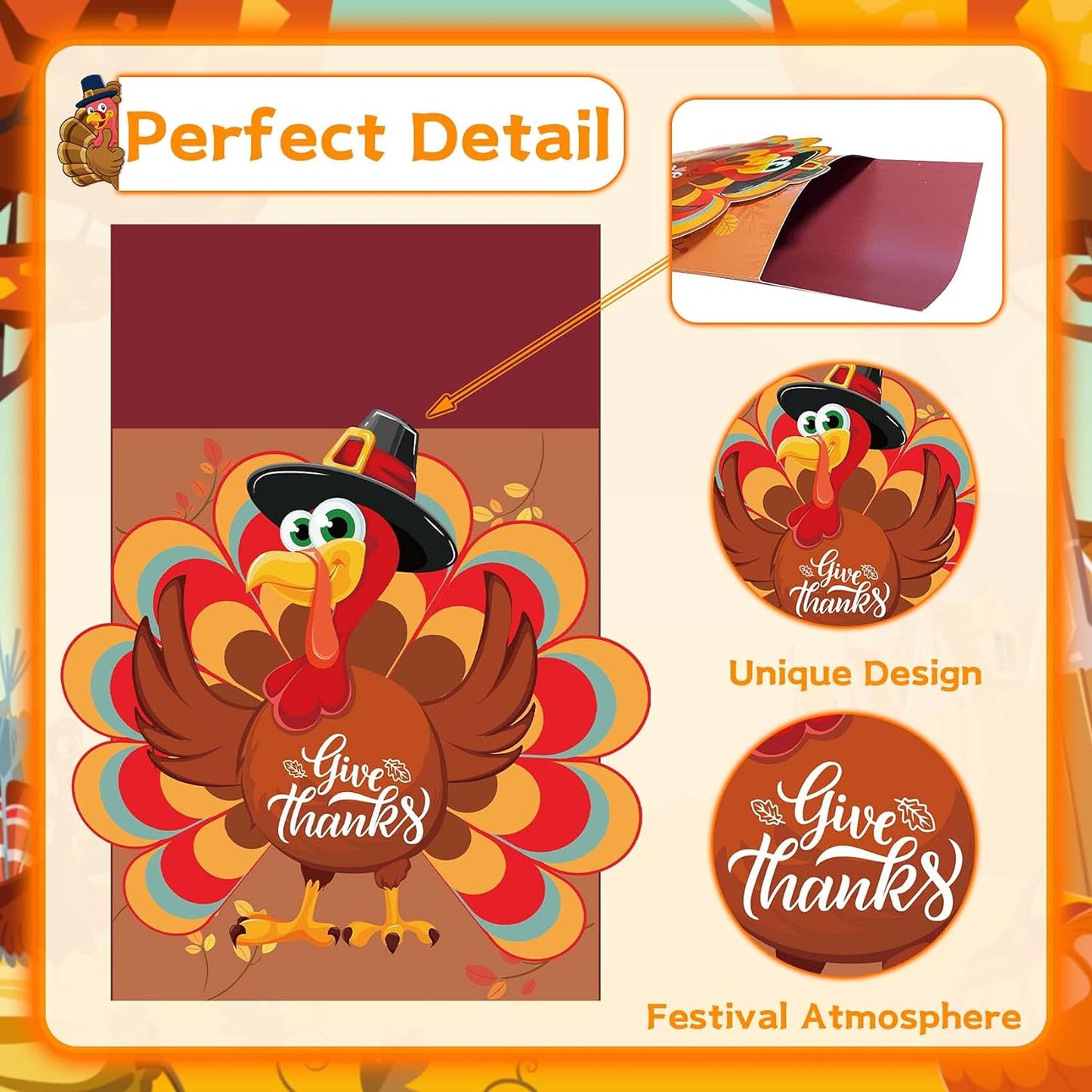 24PCS Thanksgiving Cutlery Holder Set - Turkey Utensil Decor for Autumn Fall Harvest Party Table Decoration