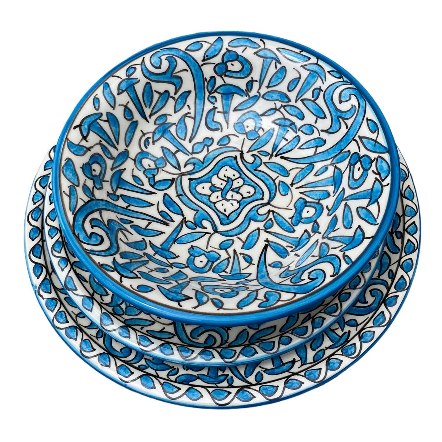 Handmade and Hand-Painted Moroccan Ceramic Plate, Moroccan Handmade Ceramic Dinner Dish / Dessert Plate / Soups Bowls