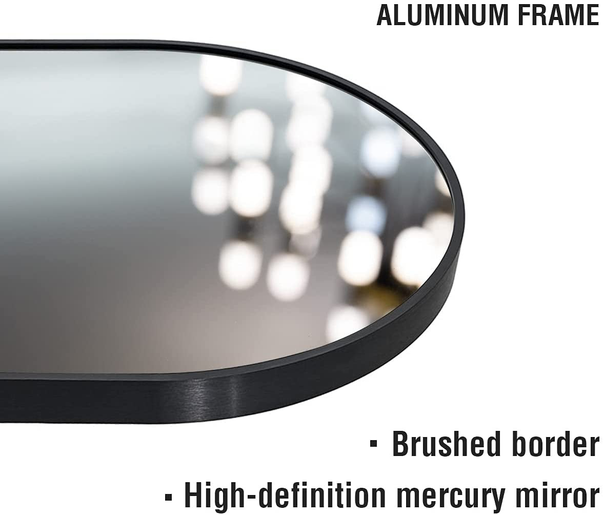 Full Length Mirror, 65"X22" Arched Full Body Mirror, Hanging, Leaning or Standing, Wall Mounted for Bedroom Living Room, Black