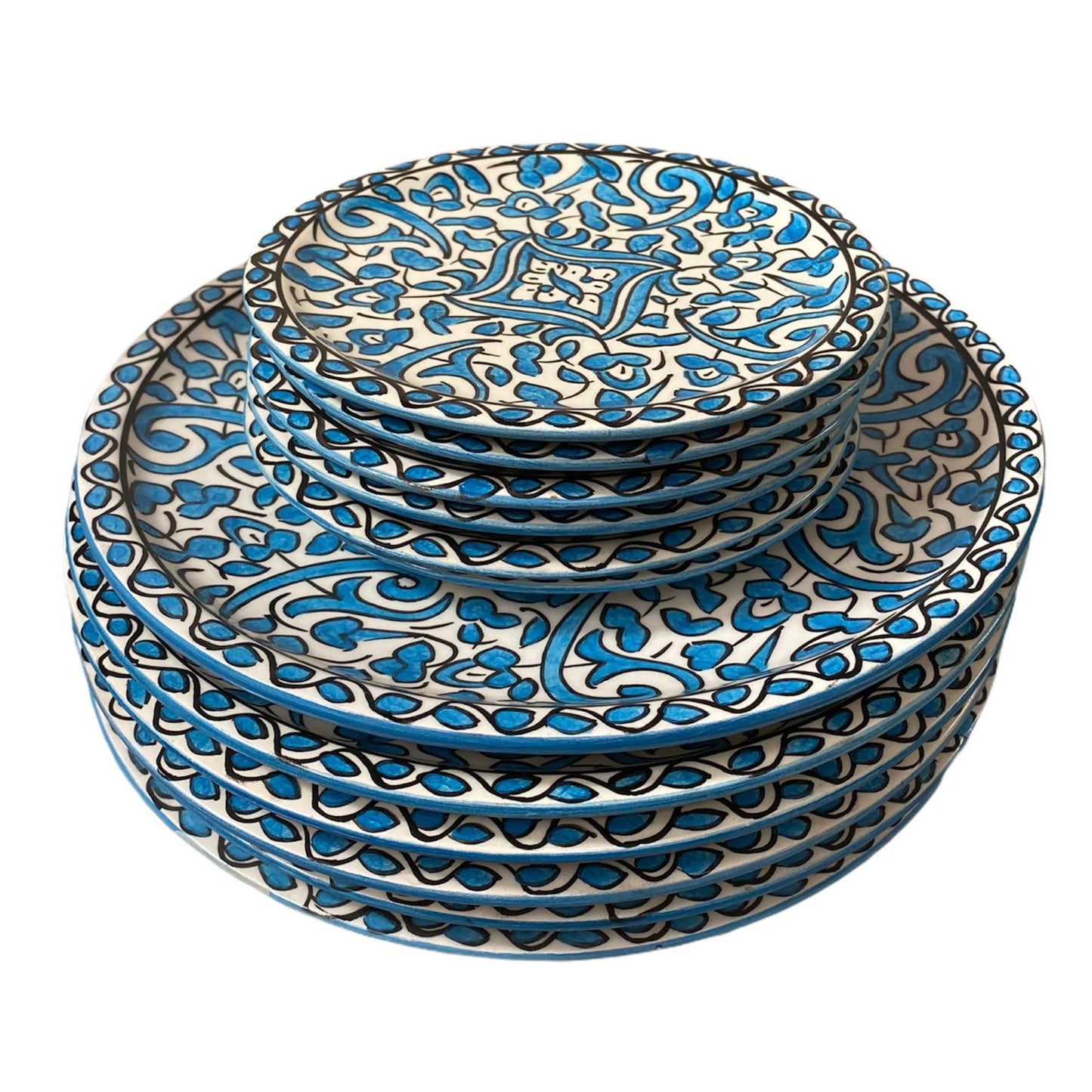 Handmade and Hand-Painted Moroccan Ceramic Plate, Moroccan Handmade Ceramic Dinner Dish / Dessert Plate / Soups Bowls