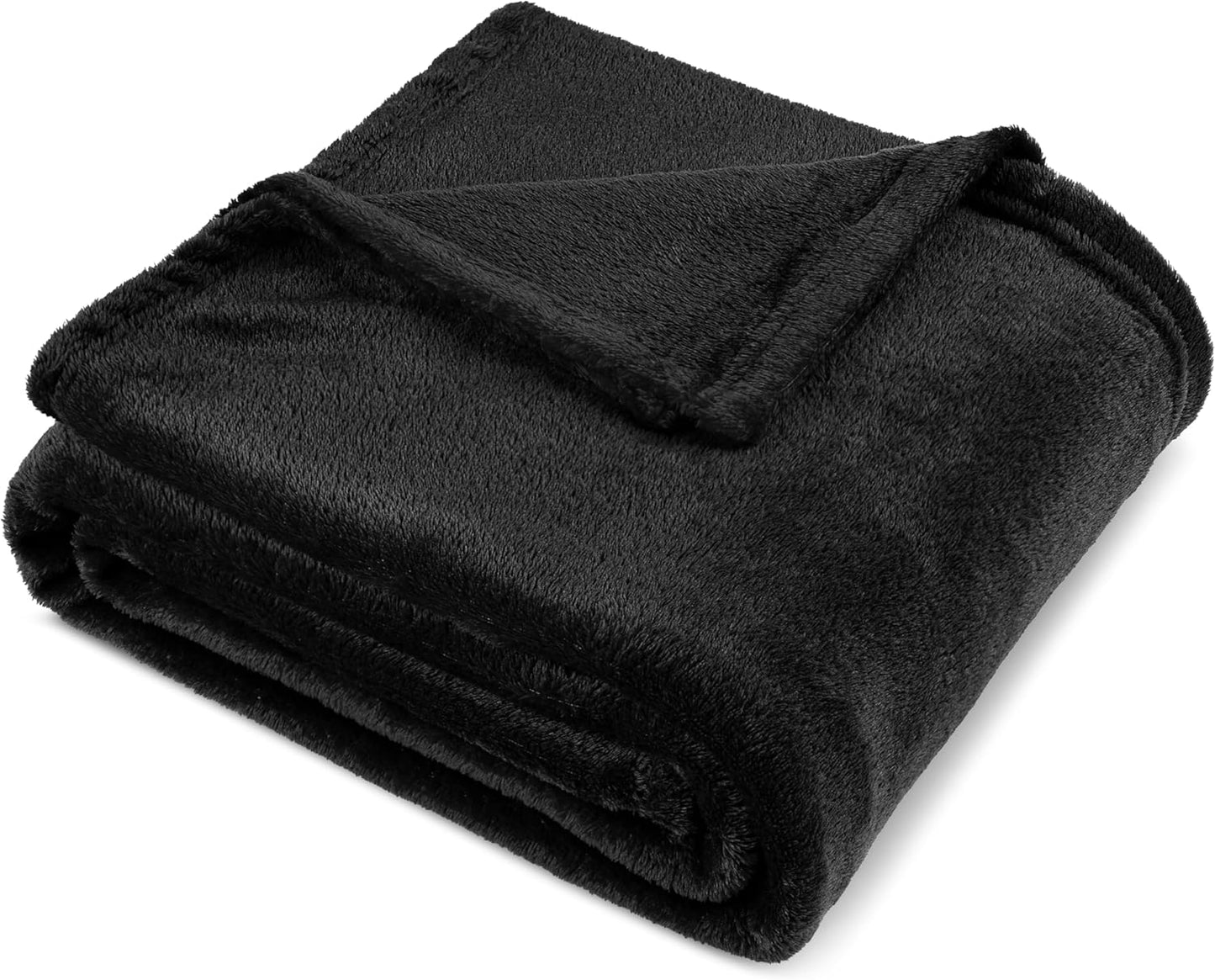 Black Fleece Throw Blanket for Couch Twin Size, Super Soft Fuzzy Flannel Throw for Sofa, Luxury Plush Microfiber Blanket Twin Bed, Home Decorative Velvet Gift Blanket, 60X80