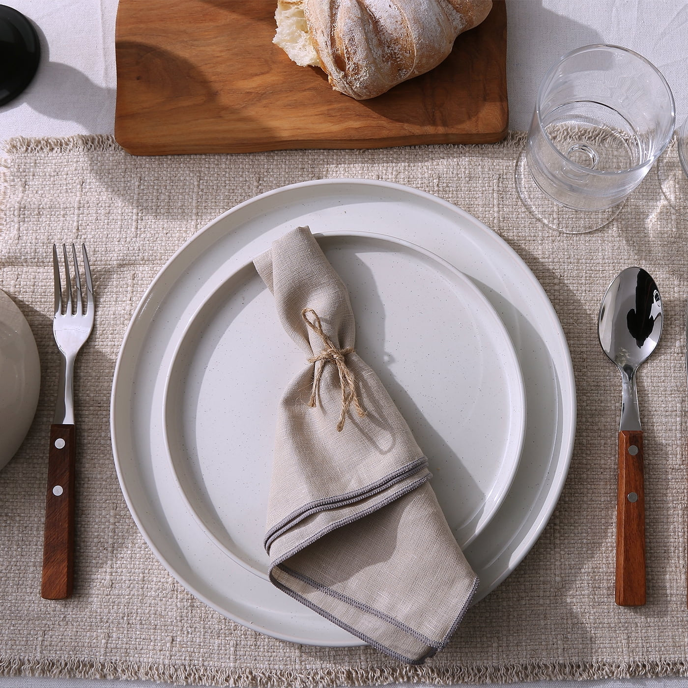 12 Piece Dinnerware Set, Stoneware Plates and Bowls Set, Dish Set for 4, White