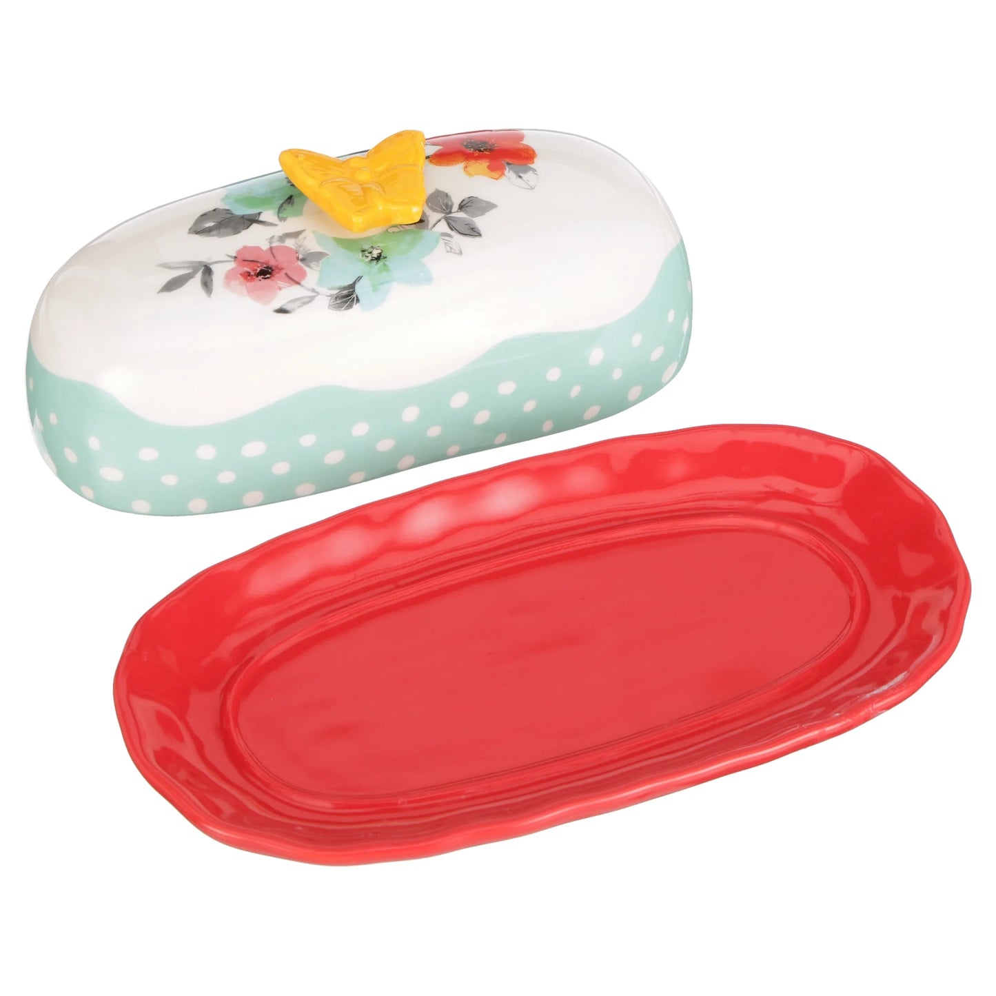 Flea Market Floral 6.4" Butter Dish