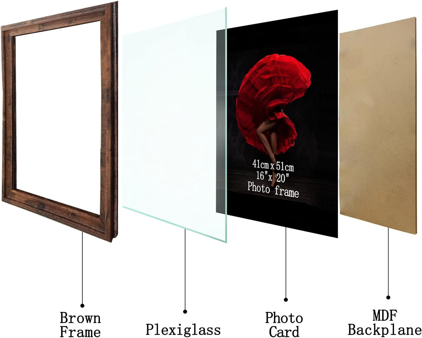 16X20 Picture Frames Set of 2 Rustic 20X16 Photo Frame for Vertical Horizontal Wall Hanging