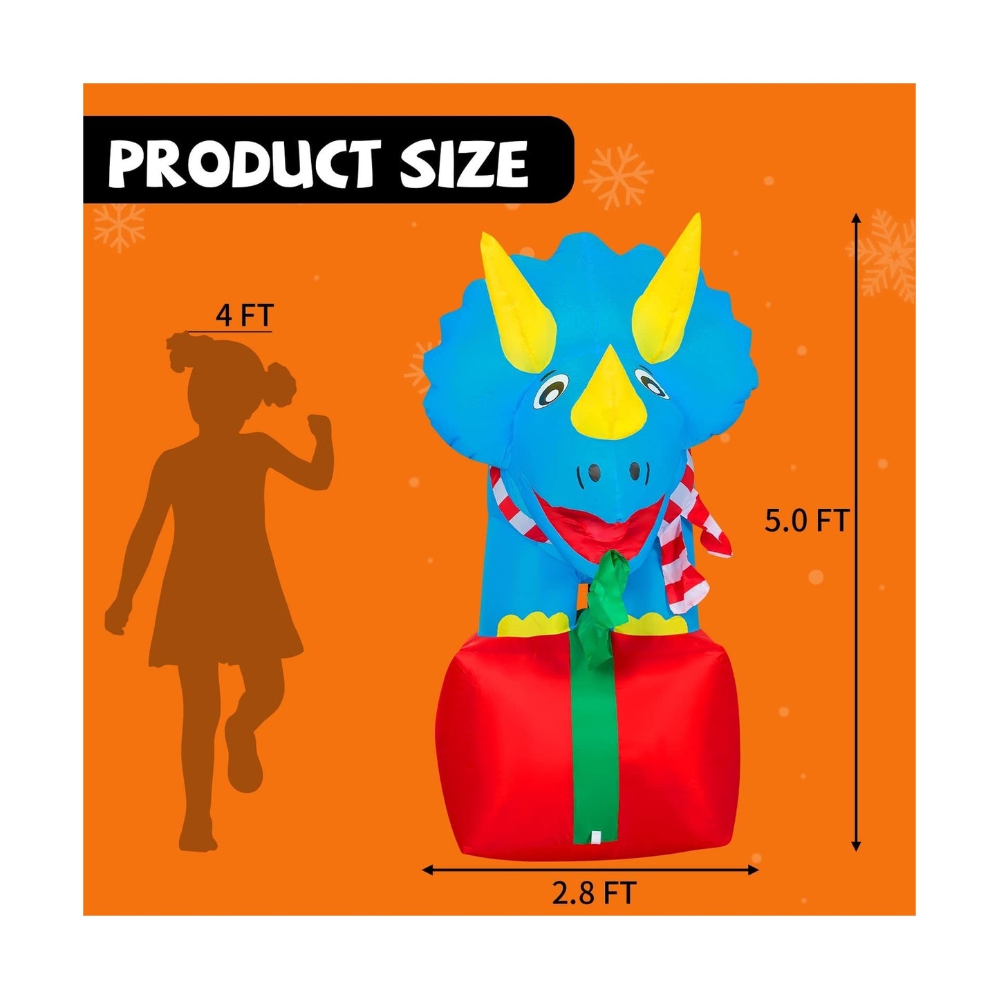 COMIN 5 FT Christmas Inflatables Outdoor Decorations Blow up Dinosaur Inflata...