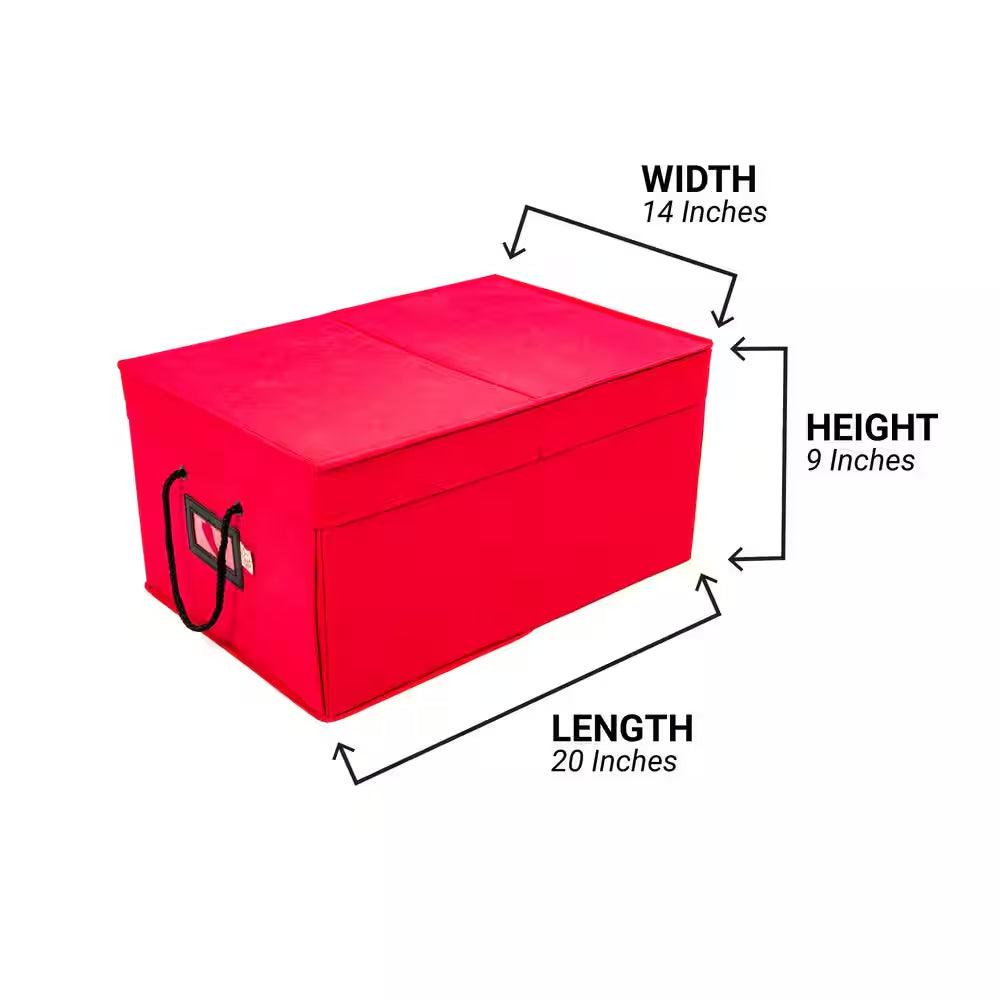 3-Drawer Christmas Ornament Storage Box (72 Ornaments) - Red