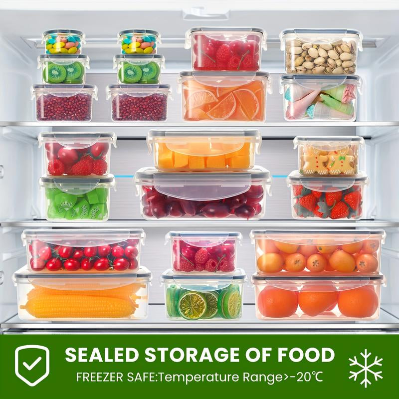 Essential 24-Piece Food Storage Box Set with 24 Lids & 24 Containers Sealed Plastic Utensil Set for Pantry Travel Outdoor Picnic Kitchen Tidying Includes Labels Markings 48-Piece Set