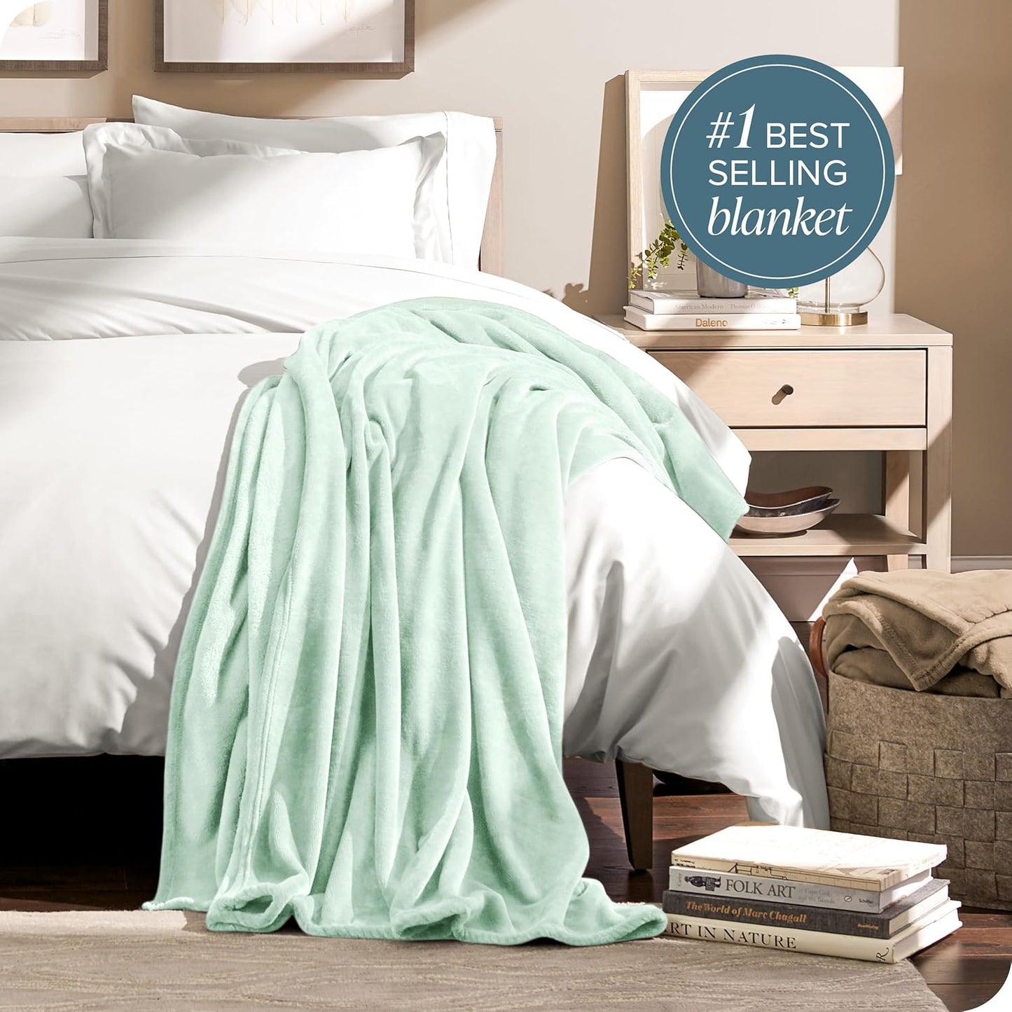 Fleece Blanket - King Size - Ultra-Soft Lightweight for Bed, Sofa, and Couch - Luxury Microplush - Cozy Warm Blanket (King, Spring Mint)