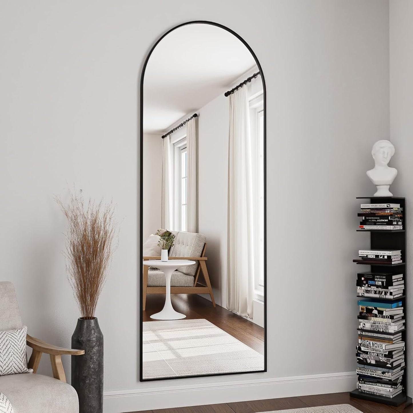 Full Length Mirror, 65"X22" Arched Full Body Mirror, Hanging, Leaning or Standing, Wall Mounted for Bedroom Living Room, Black