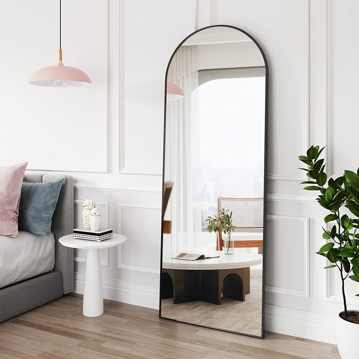 Full Length Mirror, 65"X22" Arched Full Body Mirror, Hanging, Leaning or Standing, Wall Mounted for Bedroom Living Room, Black