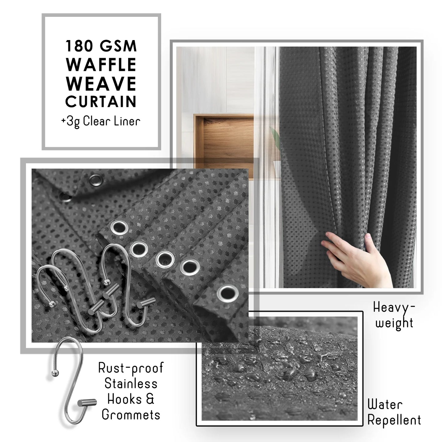 27 Piece Bamboo Bathroom Sets, Gray Bathroom Accessories Set with Bathroom Rugs and Shower Caddy Set
