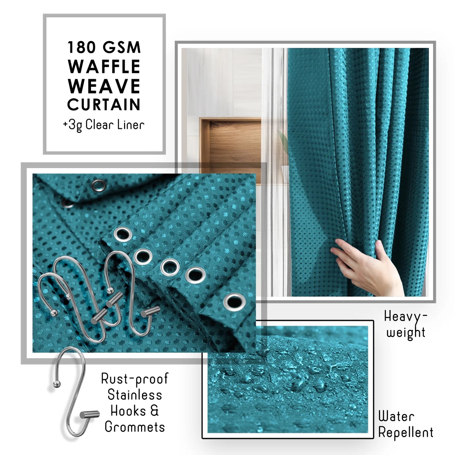 22 Piece Bamboo Bathroom Sets, Teal Blue Bathroom Accessories Sets for Minimalistic Bathroom Décor