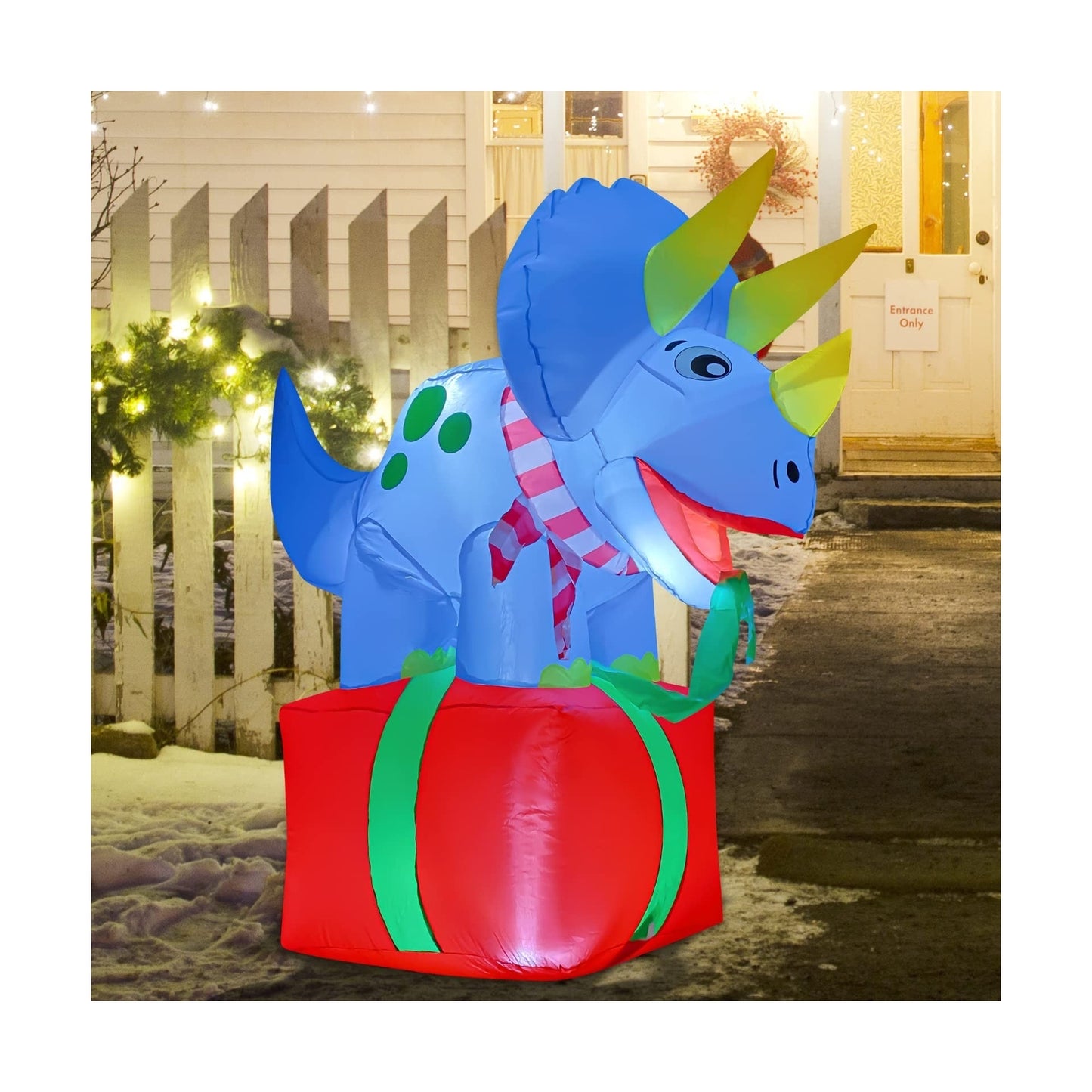COMIN 5 FT Christmas Inflatables Outdoor Decorations Blow up Dinosaur Inflata...