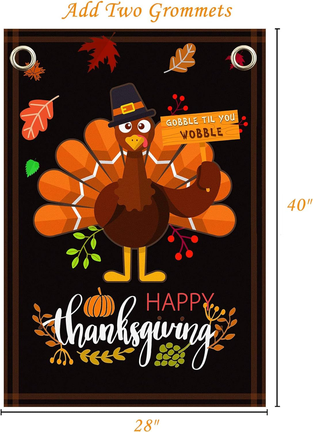 Thanksgiving Garden Flag - 28 X 40 Inch Double-Sided Turkey House Flag for Decoration