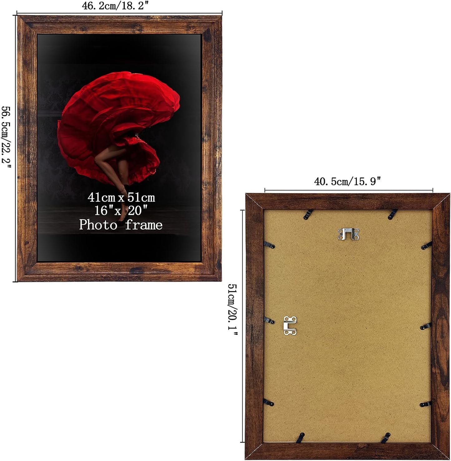 16X20 Picture Frames Set of 2 Rustic 20X16 Photo Frame for Vertical Horizontal Wall Hanging