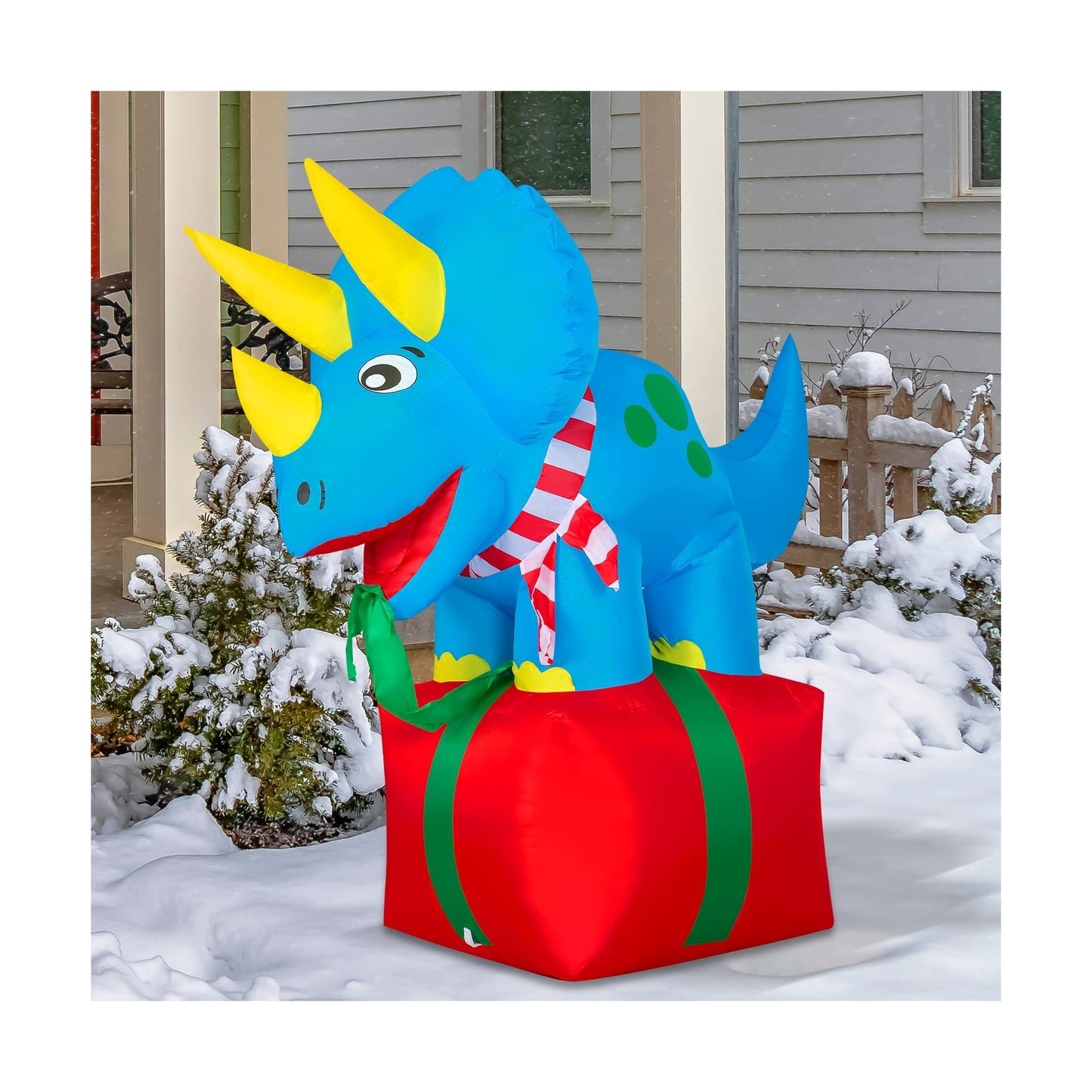 COMIN 5 FT Christmas Inflatables Outdoor Decorations Blow up Dinosaur Inflata...
