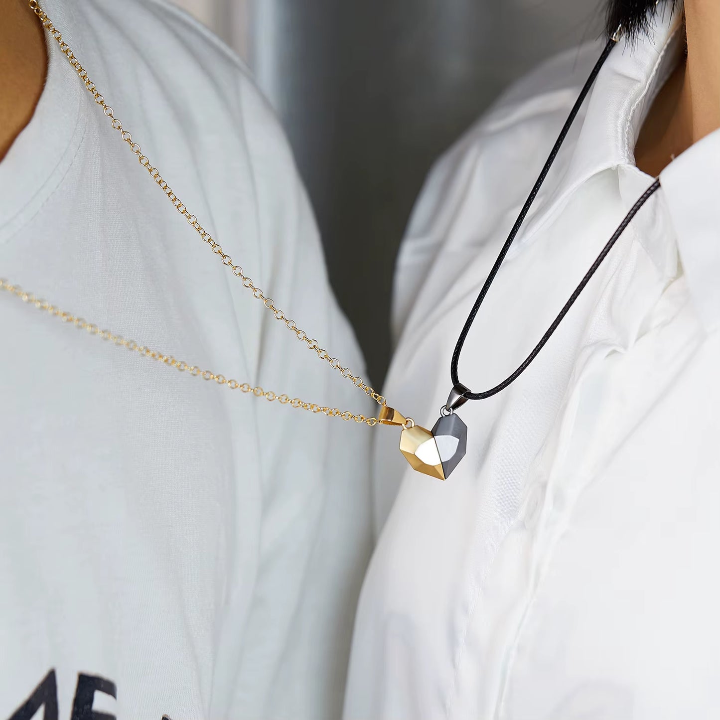 2Pcs Magnetic Heart Couple Necklace for Women Men Lover Valentine'S Day Wedding Anniversary Best Friend Party Jewelry Gifts