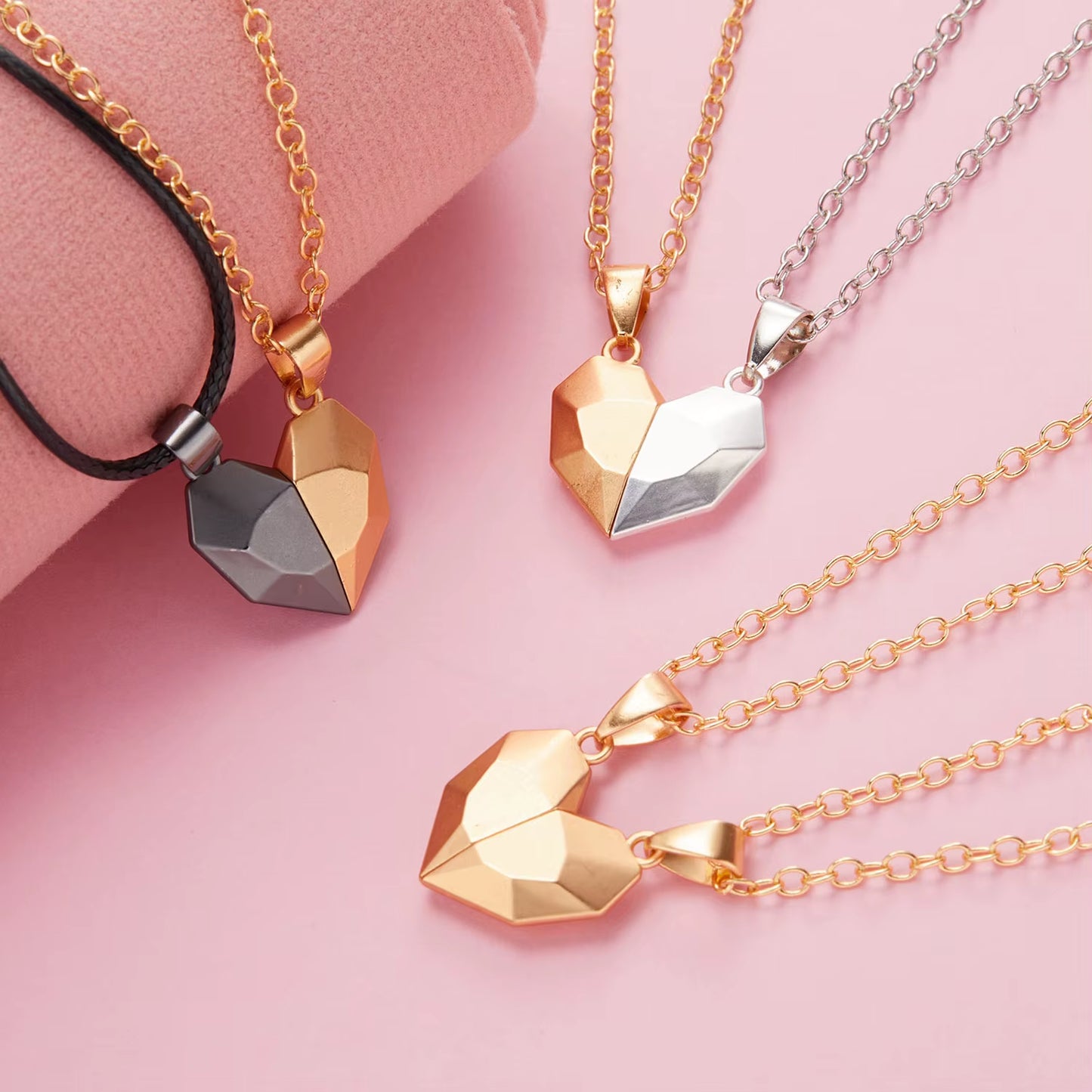 2Pcs Magnetic Heart Couple Necklace for Women Men Lover Valentine'S Day Wedding Anniversary Best Friend Party Jewelry Gifts