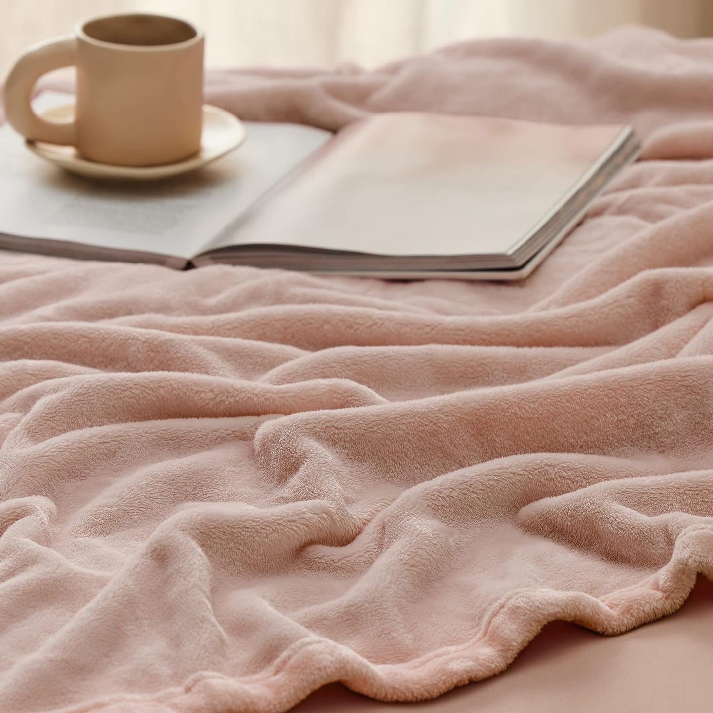 Gentlesoft Fleece Blanket Twin Size Dusty Pink - 300GSM Lightweight Plush Fuzzy Cozy Soft Warm Blanket for Bed, Sofa, Couch, Travel, Camping, 60X80 Inches
