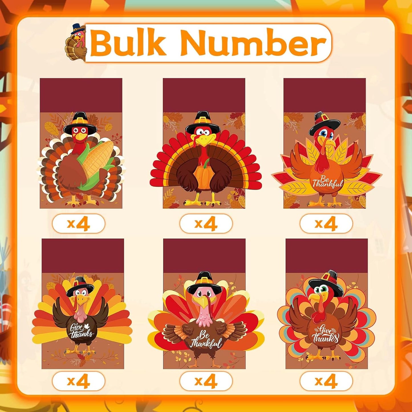 24PCS Thanksgiving Cutlery Holder Set - Turkey Utensil Decor for Autumn Fall Harvest Party Table Decoration