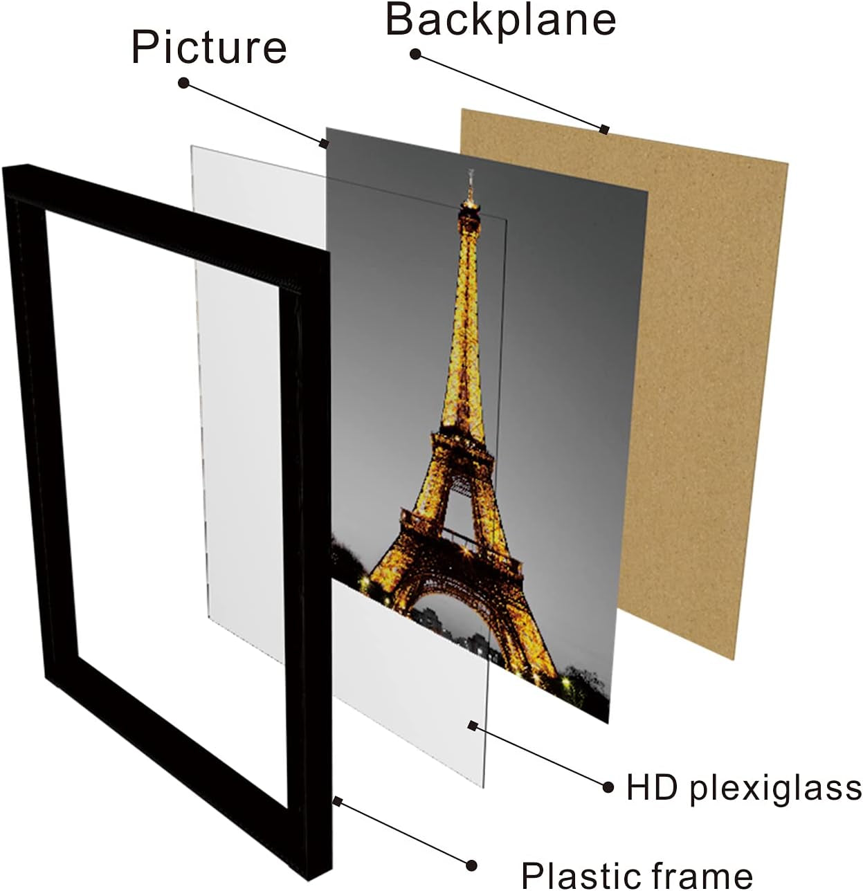 Framed Paris Wall Art Set of 3-12 X 16 Inch Black White Eiffel Tower Pictures for Bedroom & Living Room Decor | Modern Trendy Parisian Themed Wall Decor