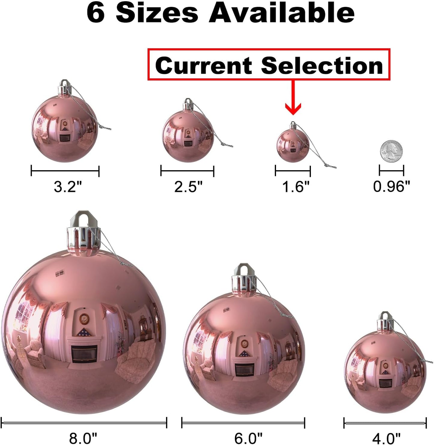 Christmas Balls Ornaments for Xmas Tree - Shatterproof Christmas Tree Decorations Small Hanging Ball Rose Gold 1.6 Inch X 36 Pack