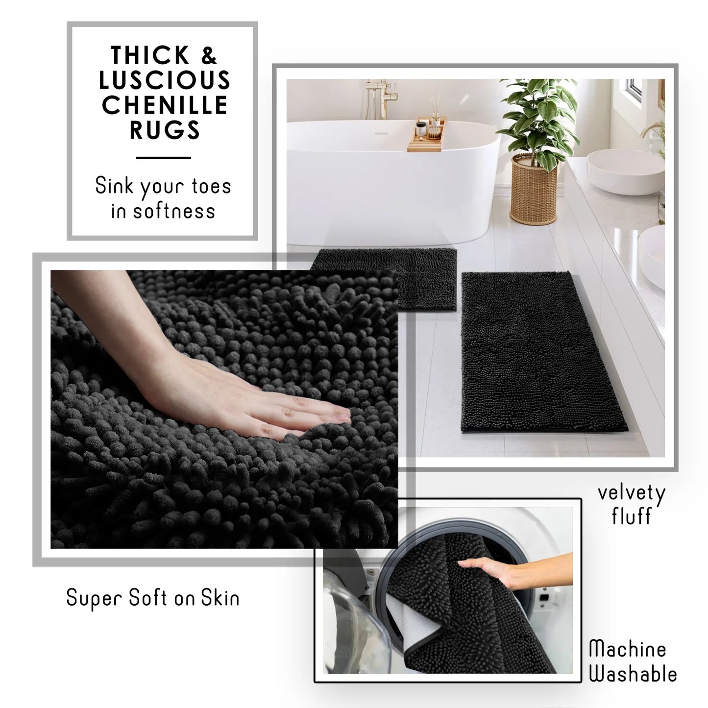 22 Piece Bamboo Bathroom Sets, Black Bathroom Accessories Set for Minimalistic Bathroom Décor