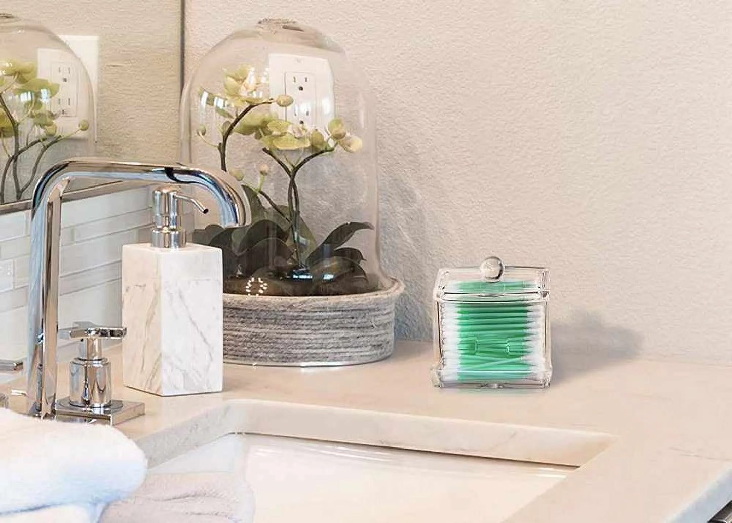 Qtip, Cotton Swabs, Bobby Pins, Toothpicks & More Countertop Acrylic Organizer for Health Beauty Items