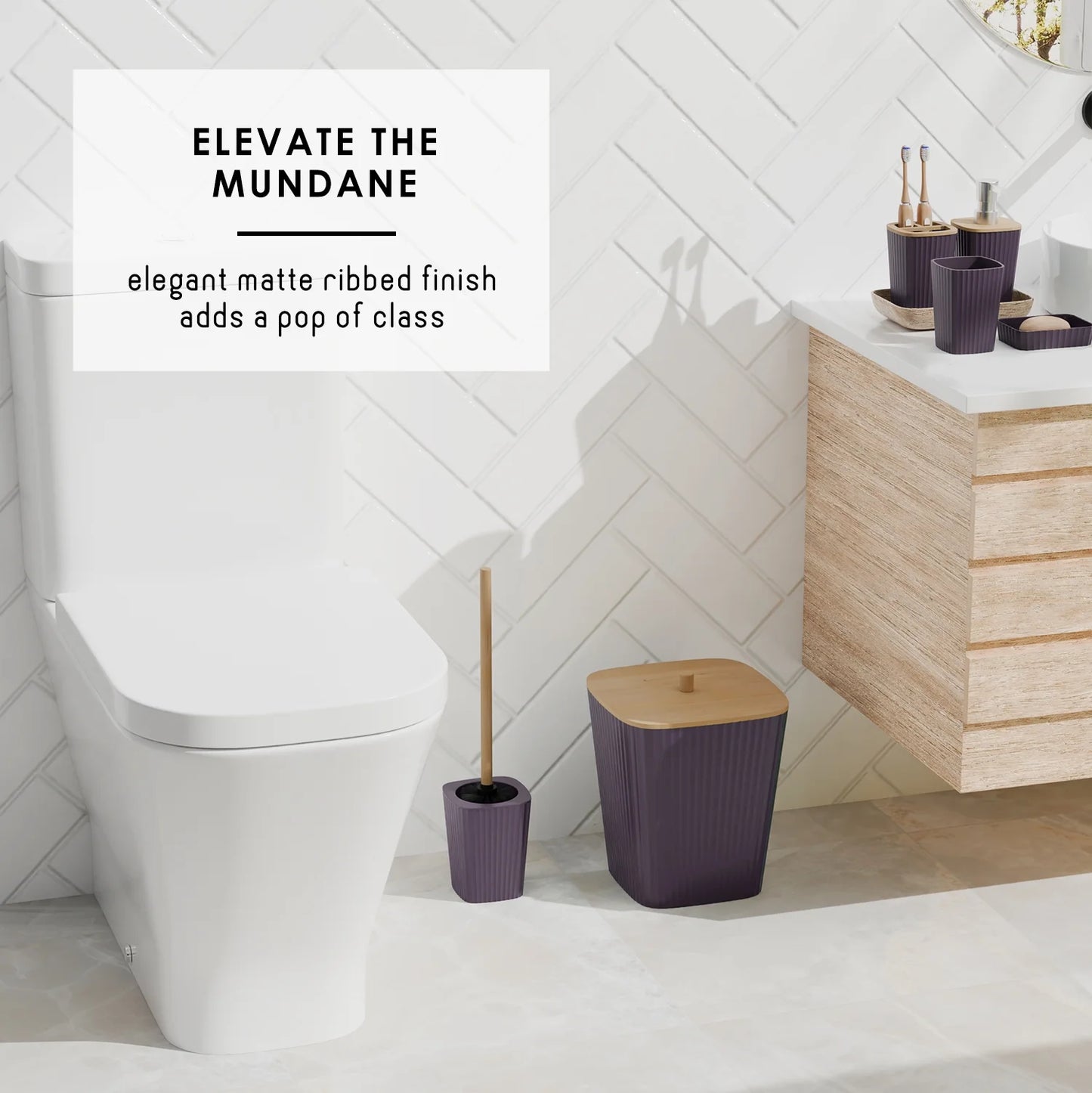 24 Piece Bamboo Bathroom Sets, Purple Bathroom Accessories Set and Shower Caddy Set