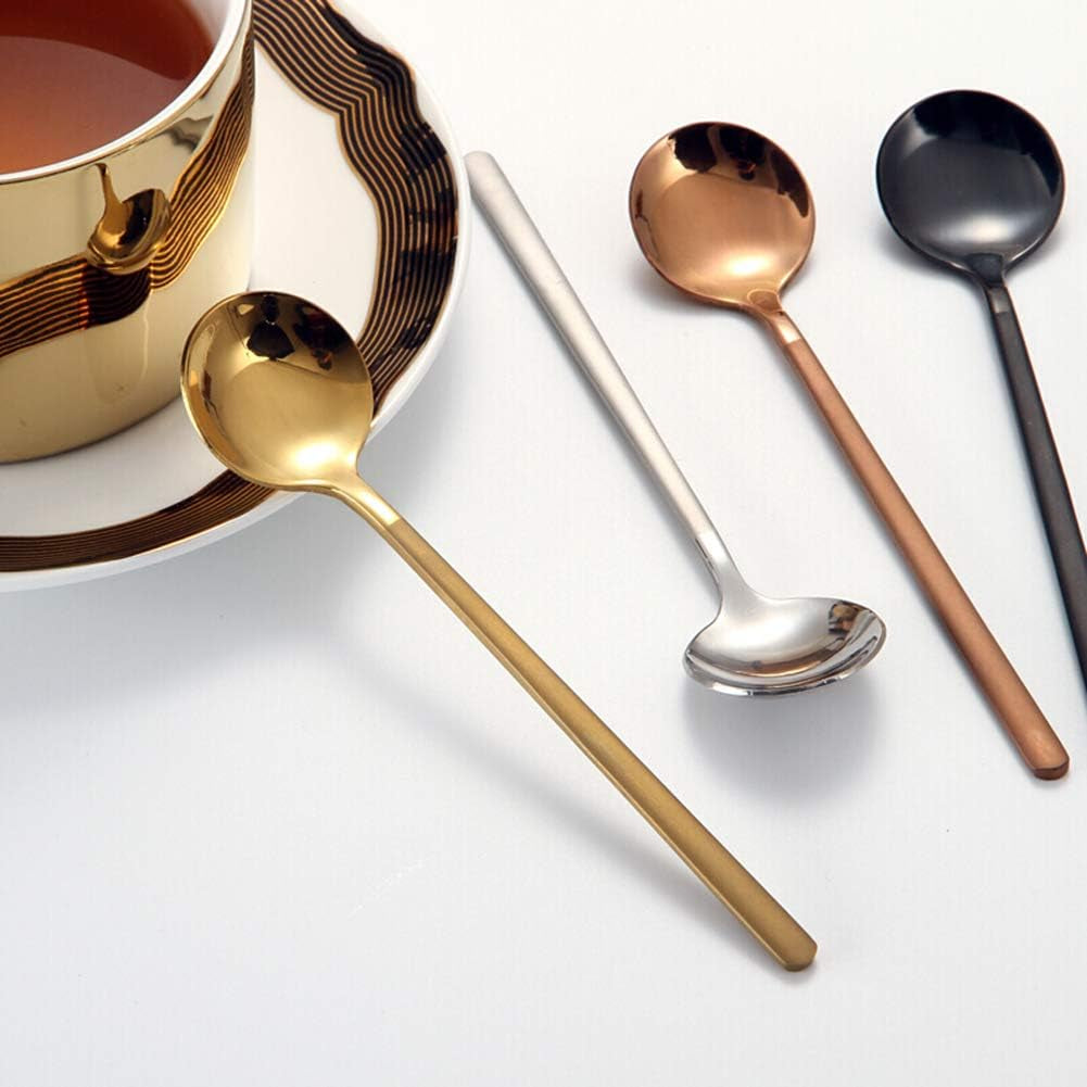8 Pcs Coffee Spoons Teaspoons 5.3-Inch Matte Frosted Handle Stainless Steel Espresso Spoons for Coffee Ice Cream Sugar Dessert Cake Soup