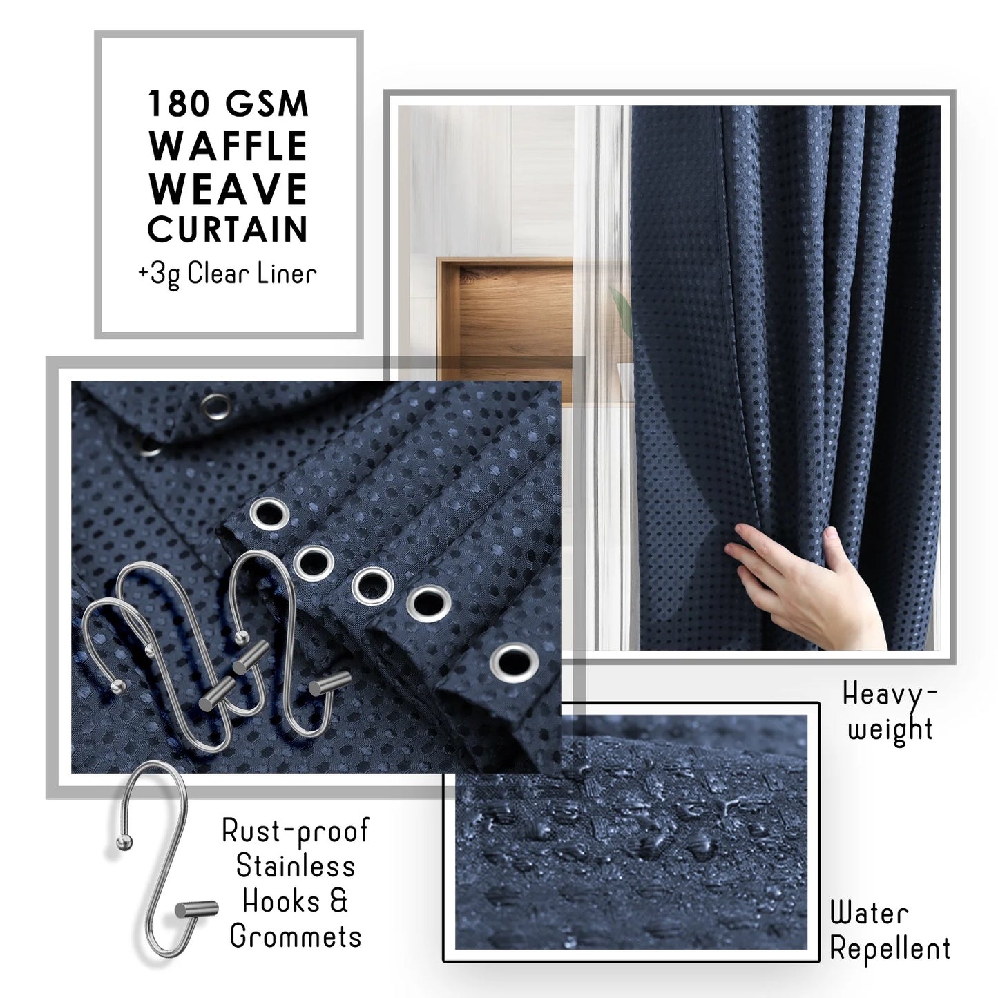 20 Piece Bamboo Bathroom Sets, Navy Blue Bathroom Accessories Sets for Minimalistic Bathroom Décor