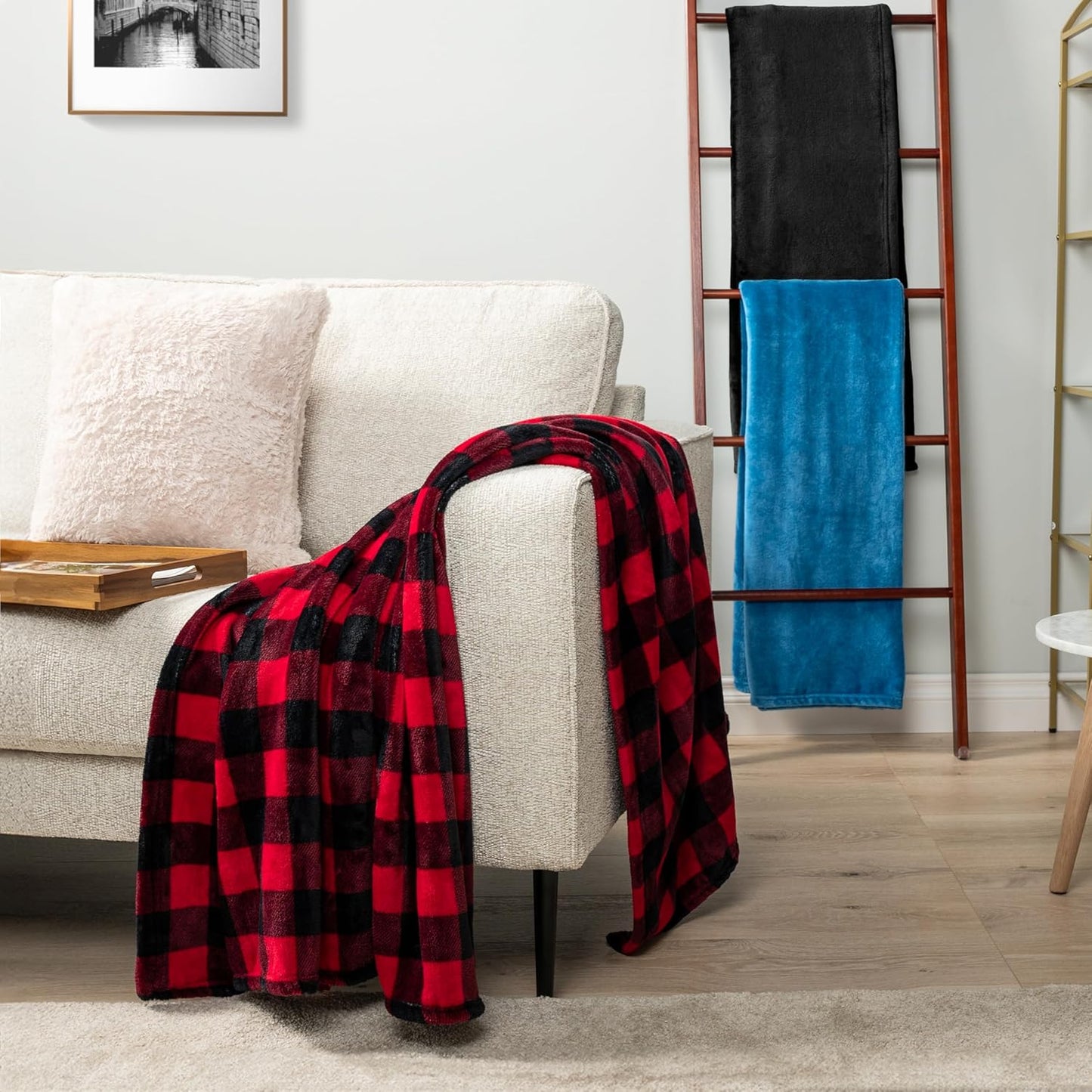 Black Fleece Throw Blanket for Couch Twin Size, Super Soft Fuzzy Flannel Throw for Sofa, Luxury Plush Microfiber Blanket Twin Bed, Home Decorative Velvet Gift Blanket, 60X80