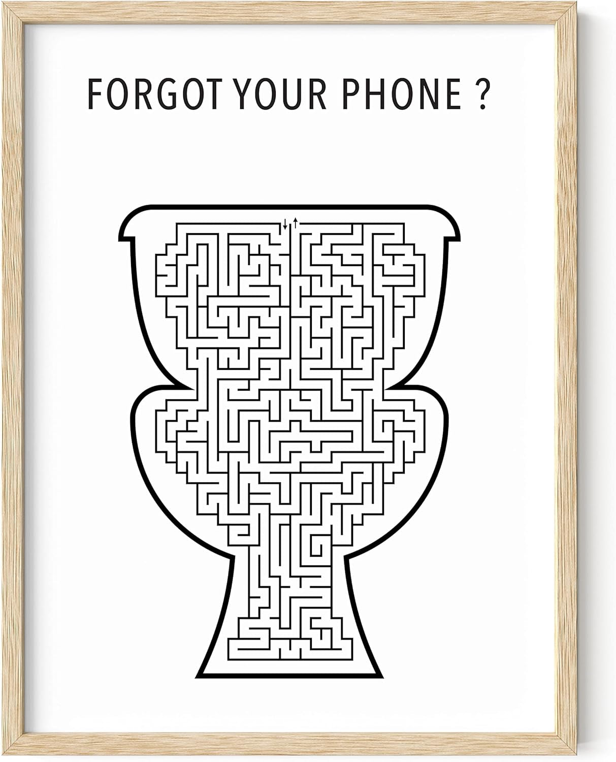 Funny Bathroom Wall Art | Toilet Humor Poster, Beige Framed Guest Bathroom Sign, Funny Decor | 12"X16"