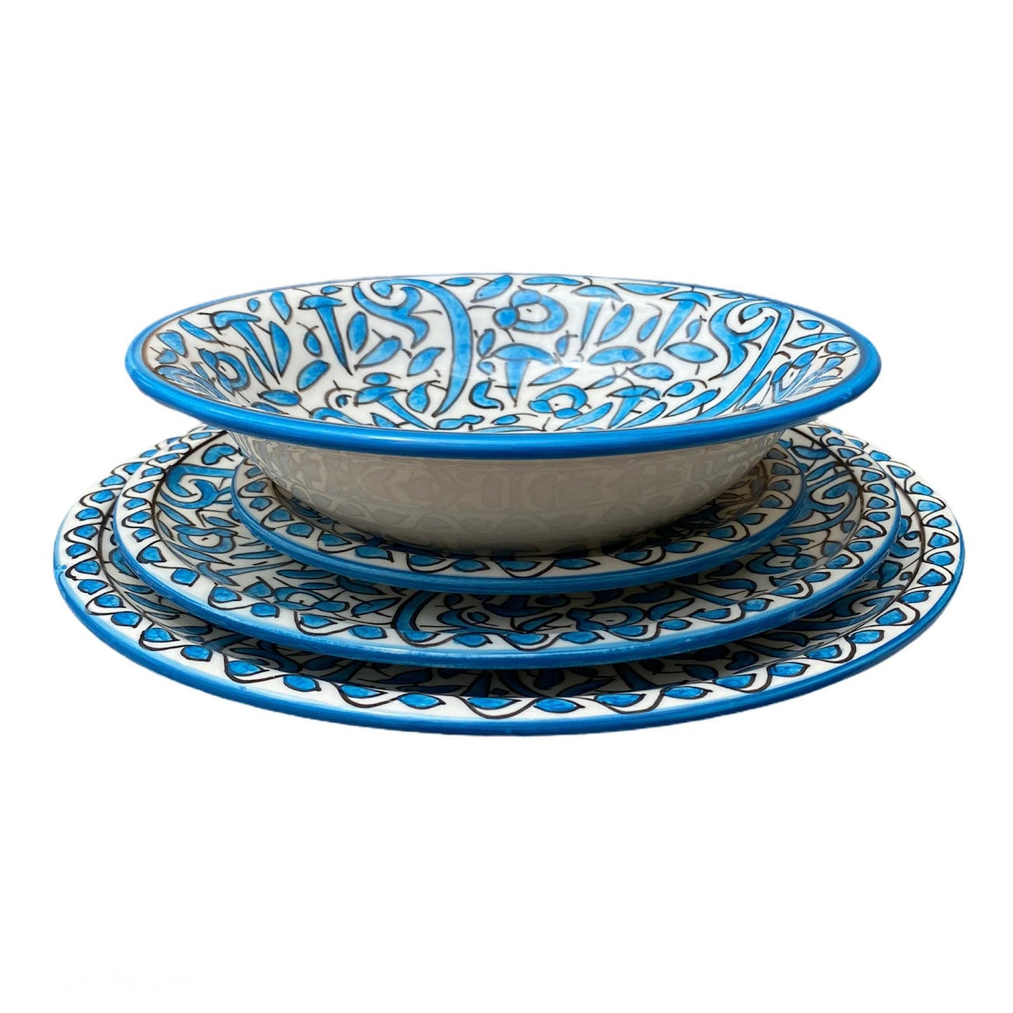 Handmade and Hand-Painted Moroccan Ceramic Plate, Moroccan Handmade Ceramic Dinner Dish / Dessert Plate / Soups Bowls
