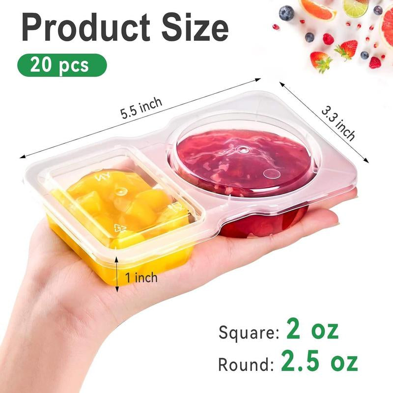 Reusable Snack Containers with Lids 20Pcs,New Snack Containers,Snackle Box Container Portion Control,Snack Pack Containers,Double Compartment Snack Containers for On-The-Go Meals and Camping Kitchen Plastic