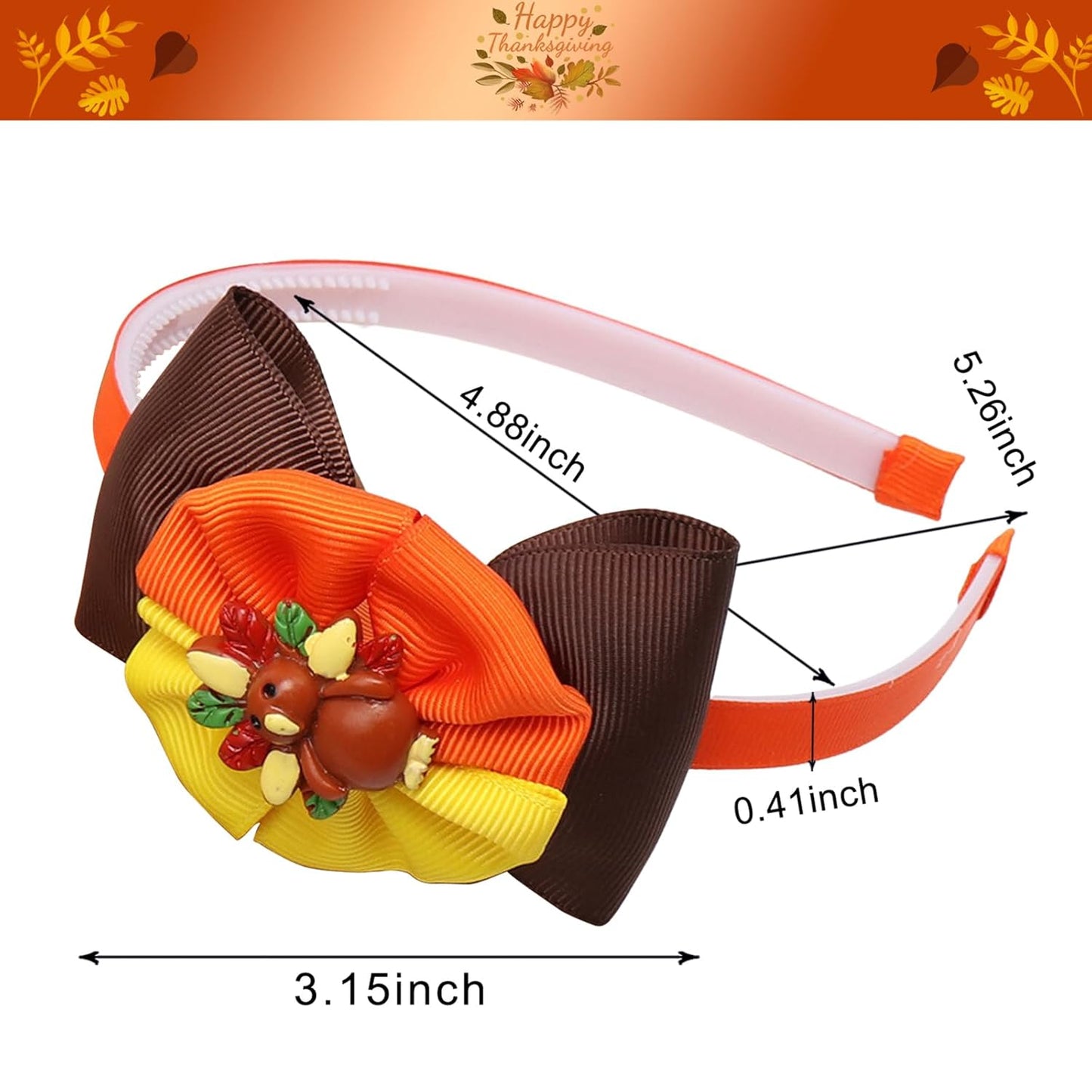 Thanksgiving Bow Headband Cute Turkey Hair Band for Girls Baby Thanksgiving Hair Accessories Party Gift Thanksgiving Hair Band for Kids Girls